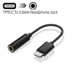 Flätad kabeladapter USB-C Typ C till 3,5 mm Jack hörlurar Audio Aux Cable Converter för Xiaomi Huawei Smart Phone