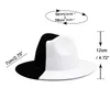 Svart vit lapptäcke ull filt jazz fedora hatt kvinnor unisex bred brim panama party trilby cowboy cap män gentleman bröllop hatt 221710173