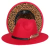 Léopard Fedora Chapeaux Femmes Hommes Chapeau De Feutre Femme Fedoras Homme Jazz Chapeau Haut De Forme Femme Homme Large Bord Cap Mode Printemps Automne Hiver Casquettes En Gros 12 couleurs