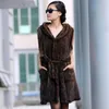 Kadınlar Kürk Sahte Orijinal Örgü Yelek Leydi Kapşonlu Ceket Kış Moda 100%Doğal Gerçek Sıcak Palto Swomen's Womensswomen