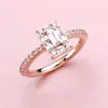 NUOVO Sparkling Square Halo Ring Oro rosa 925 Sterling Silver logo Clear CZ Women Wedding Jewelry Cofanetto originale per anelli Pandora