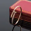 2022-Classic bangles Gold Silver Nail Bracelet Titanium Steel Cuff bangle nlay Diamond Bracelets Womens Mens Love Jewelry Gift C80009 With Box