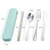 NYA 4 PCS PORTABLE Chopsticks Fork Spoon Knife Travel Cutery Set Eating Tool Product Säljer Hushåll Standby -45 Y220530