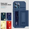 حالات الدروع المقاومة للصدمات لـ iPhone 13 12 Mini Pro Max XS XR Bustible Bracket Cover مع Card Pocket Kickstand Holder