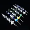 Mini-Wasserpfeifen-Nector-Kollektor-Kits, 10-mm-14-mm-Verbindung mit Titanspitze, Dab-Ölplattformen, Strohglasschale, NC-Kollektoren, klein