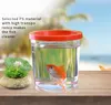Portable Betta Cup Fish Bowls Mini Turtle Cage Plastic Small Reptile Carrier with Removable Lid Easy to Clean
