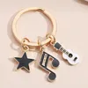 DHL500pcs Bag Parts Women Metal Gitar Note Keychain