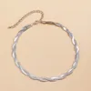 Ювелирные изделия женские цепи звено холодного ветра ожерелье сексуальное однослойное обмотка ожерелье из кости простой темперамент тканый металл1806363