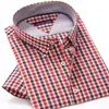 Camicia a maniche corte scozzese classica da uomo estiva Camicia di moda giovanile leggera e confortevole al 100% in cotone di alta qualità 220401