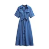 Plus Size Dresses Summer Shirt Dress For Women Large Short Sleeve Loose Blue White Stripe V-neck Belt Long 3XL 4XL 5XL 6XL 7XLPlus