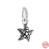 Design 925 Sterling Silver Charms Perline sfuse Perline Moda Lusso Ragazza Sirena Originale Bracciale Pandora Conchiglia Stella marina Ciondolo Gioielli fai da te Regalo per le donne