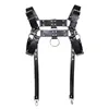 Suspenders Pu Leather Rivets Metal O Rings Chest Shoulders Harness Belts Men Body Bondage Straps Goth Punk Adjustable