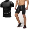 Męskie dresy kamuflaż fitness T Shirt Men Compression Zestaw kulturystyki