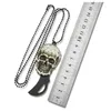 Creative Skull Pendant Necklace Stainless Steel Folding Knife Keychains Outdoor Survival Tool Multifunctional Fruit Knife With Chain