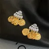 2022 New Ancient Greek Avatar Gold Coins Unique Earrings Stud Trendy Temperament Female Exaggerated Ins Fashion Jewelry Gift