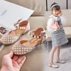 Sandals Girls Princess 2022 Summer Pink Rhinestone Pearl Bow Soft Bottom Baby Baby Shoil