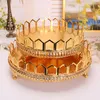 Dishes & Plates Metal Tray Luxury Plate Gold Finish Hollow Cake Stand Wedding Centerpieces Party El Home Table DecorationDishes