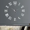 Horloges murales grande horloge 3D bricolage grande cuisine chiffre romain acrylique miroir autocollants surdimensionné pour salon maison LetterWallWall