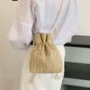 HBP słomka torby crossbody kobiety pochette na ramię torebka torebka Odłączona łańcuch pereł sznurka wiadra kubek pachowa letnia plażowa sak koraliki