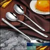 Skedar bestick kök matsal hem trädgård 304/410 rostfritt stål kaffesked glass dessert te omrörning för picknick kök acc