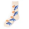 Chaussettes pour hommes nouveauté heureux drôle hommes graphique coton peigné omelette grenouille fou burger saumon maïs avocat oiseau poisson chaussette Christm312c