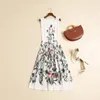 Women's Runway Dress O Neck Sleeveless Printed Ruched Draped High Street Fashion Casual Dresses Vestidos