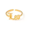 Verstelbare roestvrijstalen brief 12 Constellaties Horoscoop Ringen 18K Goud Goud Vergeld Oude Engelse Zodiac Sign Open Ring voor Women Fashion Jewelry