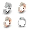 Mode Unisex Full Crystal Ringar Inlagda Leopard Panther Head Green Eyes Micro-Inlaid Zircon Öppna Ring Party Smycken Bijoux Present