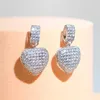 Mode-Charme-Herz-Ohrring-Designer für Frauen-Party, AAA-Kubikzirkonia, Kupferschmuck, weißer Diamant-Ohrring, versilberte Goldohrringe, Frauen-Valentinstag-Geschenk