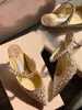 Üst Lüks Baily Sandalet Gelin Elbise Ayakkabı İncileri Strass Deri Pompalar Kadınlar İnci Kayış Yüksek Topuklu Ayak Partisi Parti Düğün Sandalyas