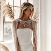 Party Jacket Kobiety 300 cm Długie Kryształ Perły Ślubne Bridal Jacekt Wrap Cape Dla Szal Ślubny Plażowy