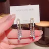 Long Crystal Pearl Tassel Diamond Personalized Luxury Dangle Earring For Women Korean Fashion Earrings Birthday Party Jewelry Gift