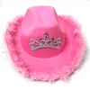 Cappello da cowgirl da cowboy rosa Tiara occidentale per festa in costume da donna con berretto da ragazza 220513