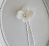 Mariage mariée blanc en céramique fleur épingles à cheveux perles tête U Clip Lot bijoux diadème fête bal casque cheveux ornement coiffure
