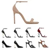 Mulheres vestidos sapatos de salto alto tom de couro ouro triplo preto vermelho luxo feminino sandálias de designers de festas de festas bombas de escritório de casamento 10 cm