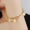 Link Bracelets Chain Stainless Steel Heart Charms For Women Jewelry Gift Personality Pendant Gold Color Padlock Bracelet Raym22