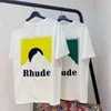 브랜드 디자이너 티셔츠 고품질 Rhude 티셔츠 데일리 남성 여성 면화 캐주얼 패션 Rh Tshirts