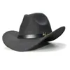 Berretti grandi grandi taglie forti 61 cm Donne vintage uomini lana larga brim cowboy cowgirl western bowler cappello da boccia con cappello m lettera in pelle bandbet in pelle