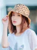 Brede randmutten mode luipaard print emmer hoed visser buitenreizen zonnedop voor vrouwen zomer strand dropwide pros22