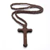 Pendant Necklaces Wooden Bead Cross Necklace 4 Colors Long Sweater Chain Crucifix For Women Hip Hop Jewelry Drop Godl22