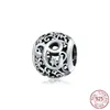 s925 Sterling Silver Bead Charms Round Beaded Pop Women's Pendant Original Fit Pandora Bracelet 26 Letters DIY Fashion Jewelry Ladies Gifts