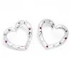 Diamant CZ coloré Amour coeur Hoop Boucle d'oreille en argent sterling 925 Or rose Bijoux de créateur de mariage pour femme avec coffret d'origine pour boucles d'oreilles Pandora