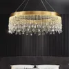 Moderne gouden kroonluchter lamp voor woonkamer luxe ronde led indoor licht hoge kwaliteit kristal keuken eiland hangende lamp