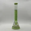 Color Painting Glass Beaker Squeeze Ring Bongs Hookah Water Pipe 16Inch Height