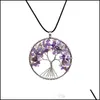 Colliers de pendentif pendentifs bijoux 7 chakra arbre de vie quartz collier en pierre naturelle femmes 16 styles cha￮ne de pulls drop del