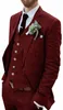 Fashion Men Linen Suits Beach Summer Wedding Groom Tuxedos 3 Pieces Two Buttons Groomsmen Suit Jacket Vest Pants Tie Notched Lapel