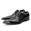 Pearle Lace-Up Men Party Dress Shoes Shounding Men Black Shoes Black Oxford Scarpe in pelle genuina per uomini