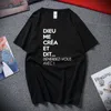 Drole Humor Femme Dieu Me Crea Crea Padrão Funny T-shirt Top Verão Streetwear Cotton Camisas Hombre Camisetas Hombre T Camisetas Home 220401