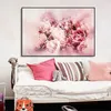 Moderne Abstracte Aquarel Bloemen Olieverfschilderij Posters et Prints Roze Pioen Wall Art Foto voor Woonkamer Decor