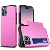 Custodie per cellulari 2 in 1 Custodie per carte di credito scorrevoli anti-caduta per iPhone 15 14 Pro Max 13 12 XR XS 6 7 8 Plus Custodie per slot per carte con cover posteriore per iPhone 15 14 MZNZ